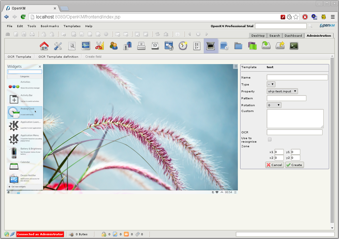 No type fields inside OCR templates.