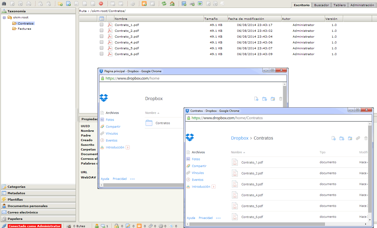 Carpeta exportada a Dropbox desde taxonomía incluye ficheros