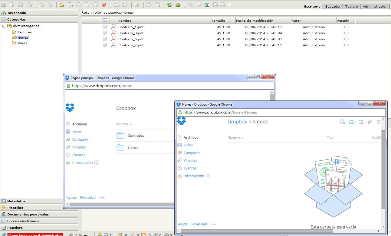 Carpeta exportada a Dropbox desde Categorías no incluye ficheros
