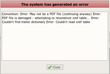 Error produced when using preview tab