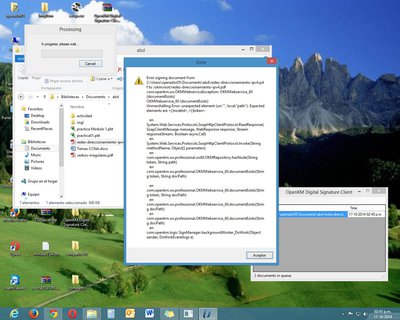 error al mandar a firmar el documento