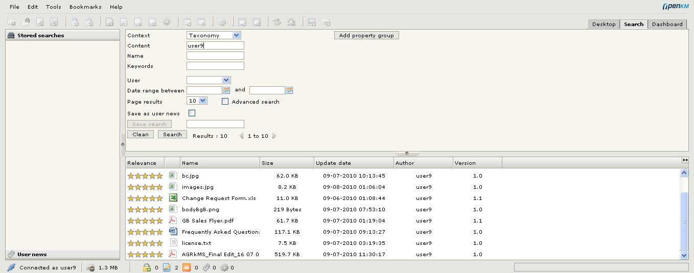 Screen shot of bug(content searching).