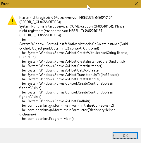 Error on starting OKMScanner