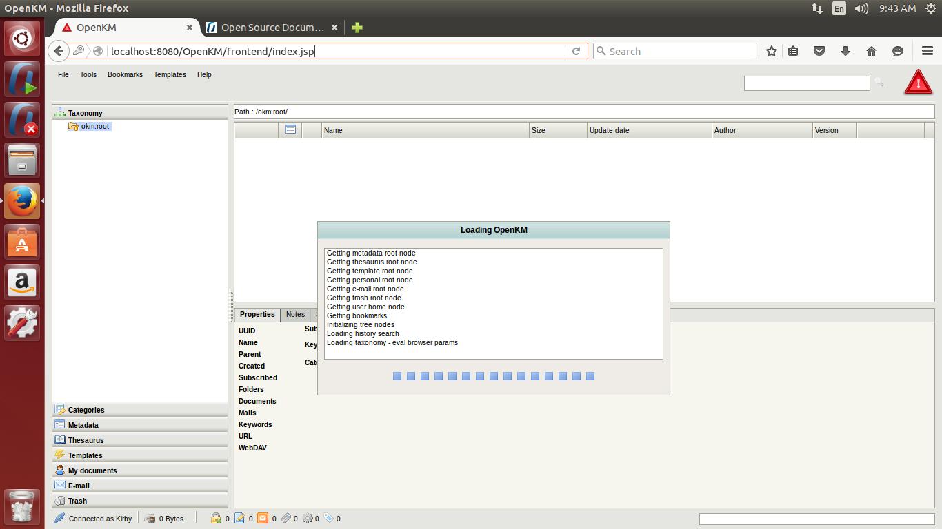 Here's a screenshot of OpenKM starting. It was like this for quite sometime now.