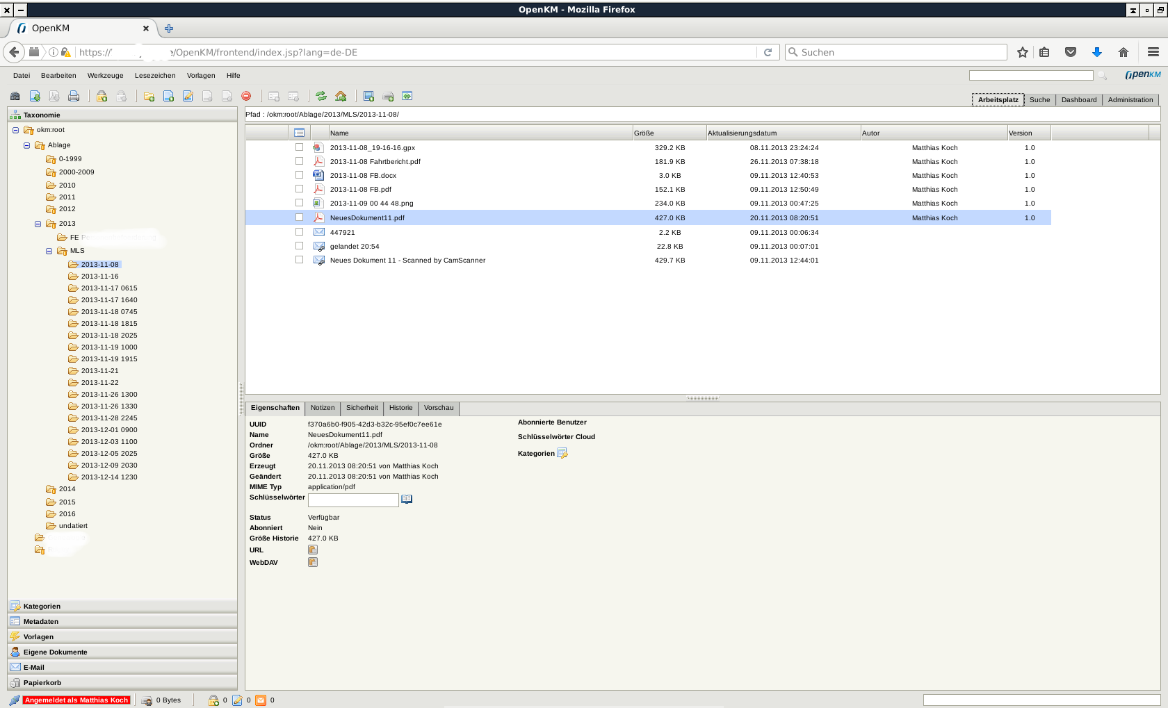 The file in question on the regular OKM surface