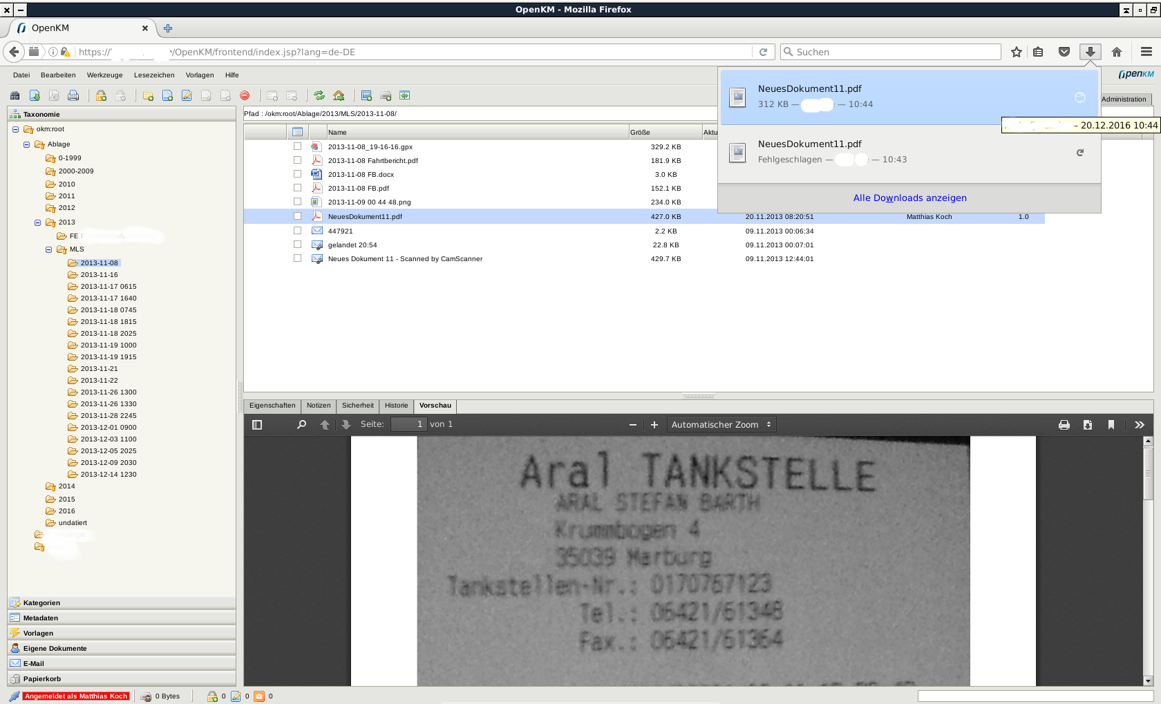 Successful file operations through the regular OKM surface