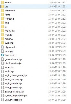 Folder structure of downloaded war file