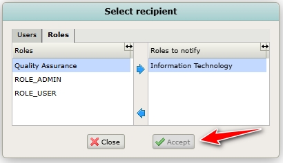 Accept not enabled when role selected