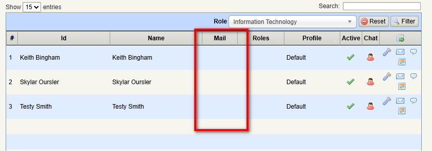 No email when filtering by role