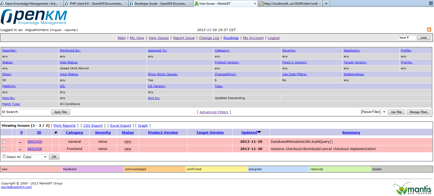 Problema listado incidencias