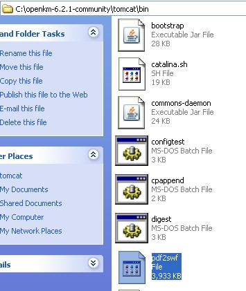 the pdf2swf location on my installation