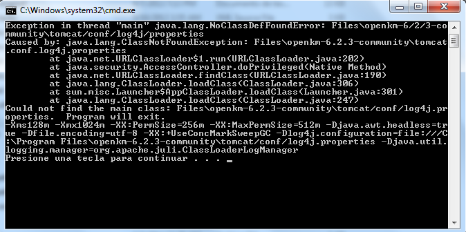 Valores Xms y Xmx modificados