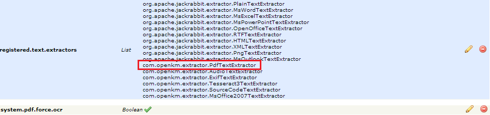 Screenshot of related configuration values.