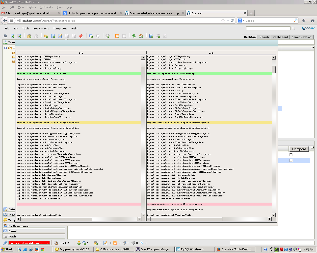 after clicking on compare button