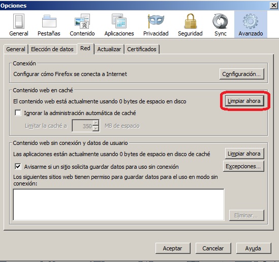 Borrado cache Mozilla